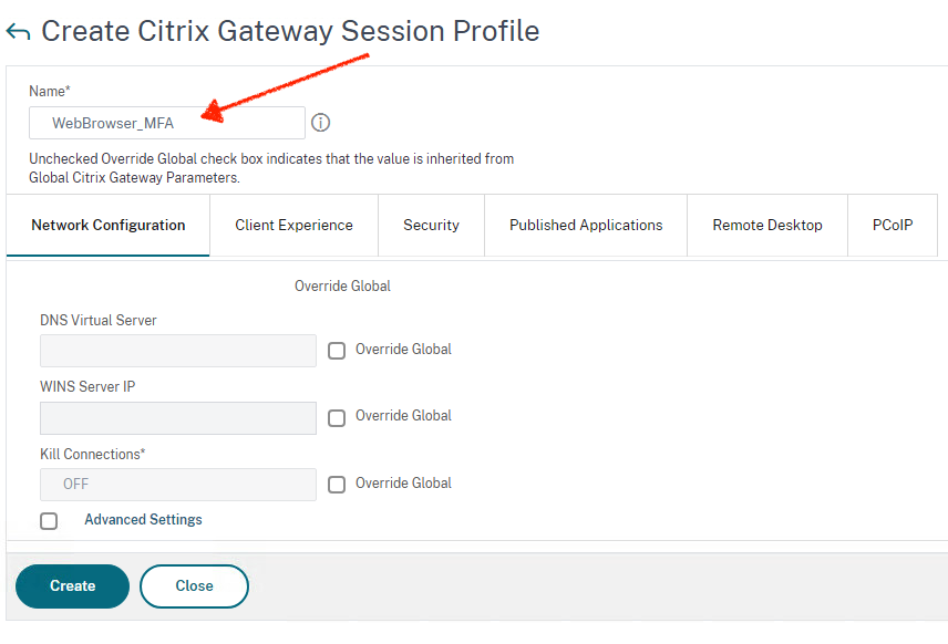 Citrix gateway session profiles