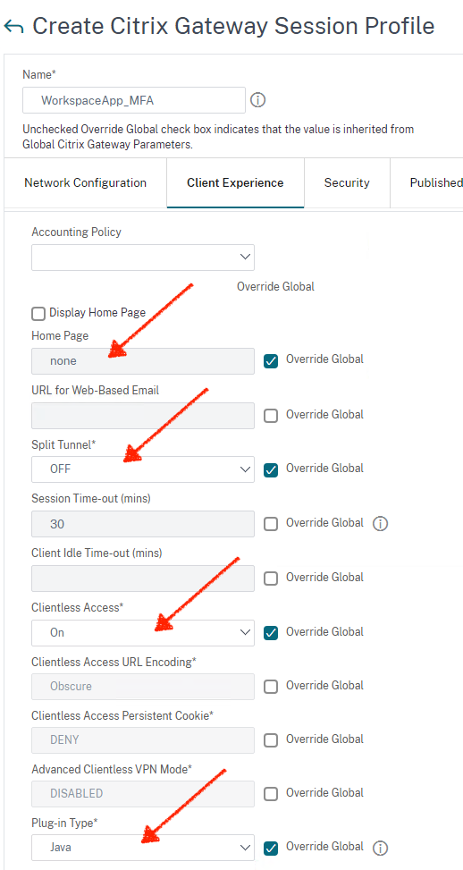 Citrix gateway session policies and profiles