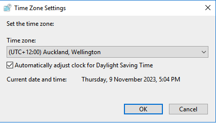 daylight savings time in windows